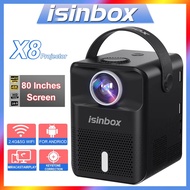 ISINBOX เครื่องฉายโรงหนังโฮมเธียเตอร์แอนดรอยด์โปรเจ็คเตอร์พกพา X8 1280*720P HD 1080P Video 5G แอลอีดีไวไฟ Beamer เครื่องโปรเจคเตอร์ขนาดเล็ก M.2