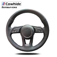 Hand-stitched Black Genuine Leather Car Steering Wheel Cover for Audi A1 (8X) Sportback A3 (8V) A4 (