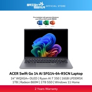 ACER Swift Go 14 AI SFG14-64-R5CN Laptop - 14" OLED/Ryzen AI 7 350/Radeon 860M/16GB/512GB/Win11 Home