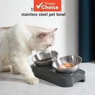 Stainless Steel Cat Food Bowl 15° Tilt, Ergonomic Design Reduces Vomiting  Mangkuk Makanan Kucing Ke