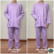 Lilac colour Baju Kurung Teluk Belangah (Modern) for Men &amp; kids. Muslim Traditional cloth Size : 2 to 11yrs, XXS to XXL
