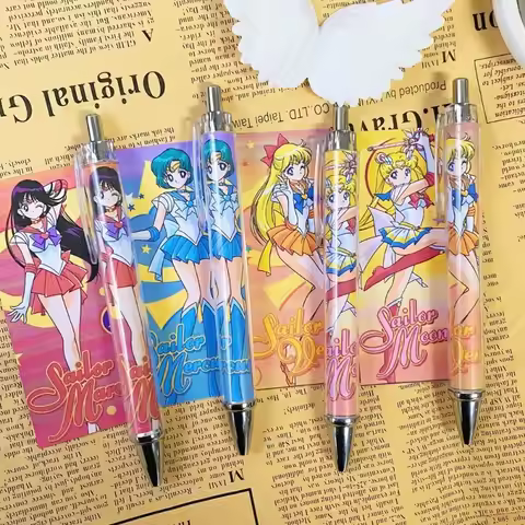 Sailor Moon Action Water Ice Moon Cartoon Cute Press Pen A Must-have 0.5mm Black Gel Pen for Student