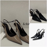 Smooth Leather Slingback High Heels 10cm Fullbox
