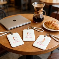 Personalized cute Ballet Initial Theme Card Holder With Pendant Custom Name With Letters Print Id Ba