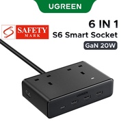 UGREEN S6 GaN20W 6-in 1 Smart Socket Magic Cube Socket USB C+USB A*3 +  AC*2 Multi-function Plug-in 