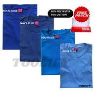 YALEX | KIDS ADULT SIZE | PLAIN T-SHIRT | ROYAL  BLUE, NAVY BLUE, AQUABLUE, LIGHT BLUE