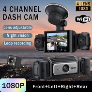 360° Car DashCam 3/4 Channels WIFI Video Recorder 1080P Car DVR  24H Parking Monitor Front With Rear