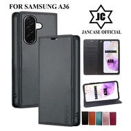 JANCASE PREMIUM FLIP SAMSUNG A36 FLIP COVER WALLET CAN BE OPEN AND CLOSE AND STANDING