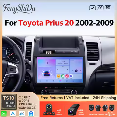 Wireless CarPlay Android Auto For Toyota Prius 20 2002-2005 2006 2007 2008 2009 Car Radio GPS Naviga