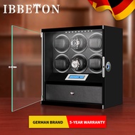 IBBETON German High-End Watch Winder 6 9 Slot Automatic Mechanical Watches Storage Box Piano Paint Appearance Tempered Glass Door +Bottom Storage Cabinet Intelligent Touch Screen Watch Chain Up Device