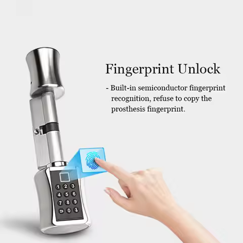Fingerprint Smart Cylinder Lock password Biometric Electronic door Lock with Code digital Keypad Hom