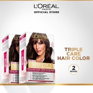L'Oreal Paris Excellence Creme Triple Care Hair Color - #4 Brown, Water Permeable (Twinpack)