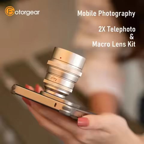 Fotorgear Retro 17mm/T-mount Tele Lens Mobile Phone Teleconverter 2X Telephoto Macro Lens for iPhone