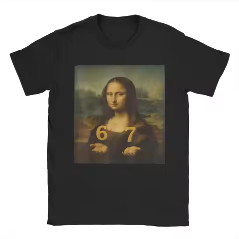 6 7 Six Seven Meme 67 Funny Mona Lisa Gen Z Alpha Slang Men T Shirt Novelty Tee Shirt Short Sleeve W