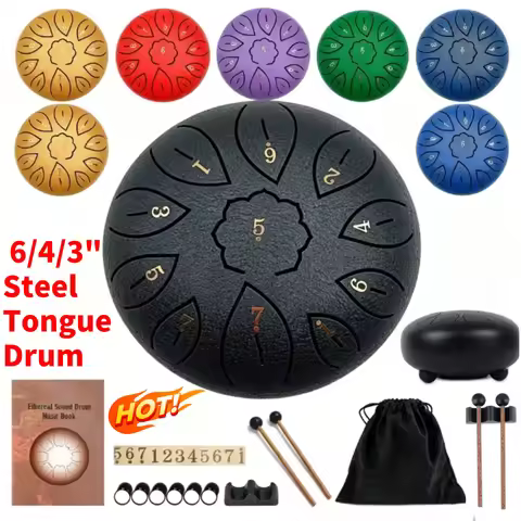 6/4/3 inch Steel Tongue Drum 11/9/6 Tune Musical Instrument Hand Pan Tank Drum Rain Drum for Outside