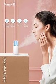 Face Steamer Portable Disinfecting Face Sprayer Humidifier Mist Atomization Moisturizing USB Charging Maquina de Facial (Nano3, Mint Green)