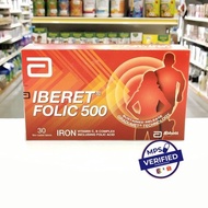 [PROMO] ABBOTT Iberet Folic 500mg TABLET 30's (iron /zat besi supplement)