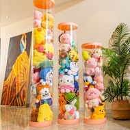Doll Dustproof Storage Bucket Toy Storage Plush Doll Cloth Transparent Storage Bucket Cylindrical Do