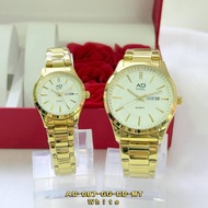 Original AD Steel 087 Day Date Gold Unisex Stainless Steel couple Japan movement WATER RESISTANT