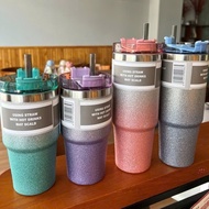 890ML emulsion painted thermos bottle, sparkling glitter pattern, Stainless steel emulsion bottle - 