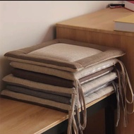 Square Seat Cushion with Tie, Vintage Coarse Fabric Seat Cushion 40x40 45x45cm – Cafe Chair Liner, M