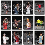 Eugenie Bouchard Roger Federer Tennis Players Court Action Vintage Poster No Frame Canvas Painting B