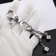 Dice Keychain Men's Personalized Cross Tail Retro Style Dice Crow Keychain Fashion Thai Silver ch 5H