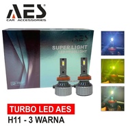 AES TURBO H11 HB3 HB4 9005 9006 TURBO 3 COLOR MULTI COLORS LED BULB