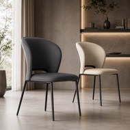 【Ready Stock】Modern PU Leather Dining Chair Nordic Minimalist Cafe Chair Comfortable Metal Leg Seat