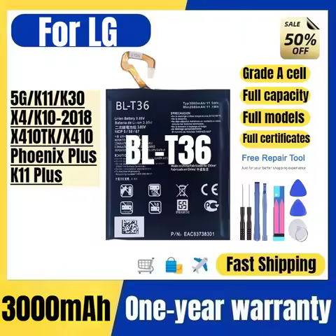 BL-T36 for LG 5G/K11/K30/X4/K10-2018/X410TK/X410/Phoenix Plus/K11 Plus Mobile Phone Battery Replacem