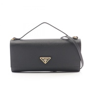 【二手】Prada PRADA 三角 Logo 雙肩包 1MT042 黑色 Saffiano 皮革，肩帶 Saffiano 皮革拉鍊長錢包