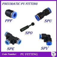 PPF, SPE , SPO, SPU, SPV PNEUMATIC FITTING PUSH IN FITTING | PU TUBE CONNECTOR FITTINGS | UNION PU F