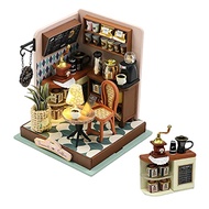 WYD Miniature Dollhouse Kit DIY Miniature Small House Coffee Shop Building Model with LED Lights Bes