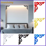 LINNANZHUBING 4PCS Room Decor Mirror Wall Corner Sticker Self Adhesive Acrylic Cabinet Decals Simple DIY Background Wall Decal Home