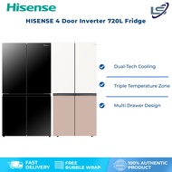 Hisense 720L 4 Doors Refrigerator Inverter Fridge Peti sejuk Glass Door