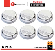 6 PCS HC-812 Smoke Detector Fire Alarm Indoor Security System 9V, Wireless Smoke Detector Battery Operated, Smoke detector alarm