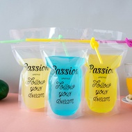 100Pcs passion clear drink bag Hand-held Drink Bag Plastic ZipLock Pouch Juice Bag self stand Pouch 500ml