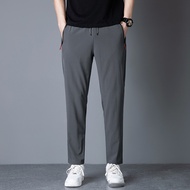 UAYESOK-Ready Stock Men Sports Casual Pants Quick-drying Elastic Cotton Long Trousers Loose Straight-leg Jogging Pants Elastic Waist Chinos Pant Plus Size Formal Pant