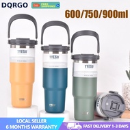 TYESO Thermal Tumbler Flask Water Bottle Car Cup With Handle Tumbler Cup with Straw Vacuum Insulated Bottle 304 Stainless Steel Coffee Cup 600/750/900ML