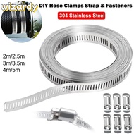 WIZARDY Hose Clamp Strap, Adjustable Large Hose Clamps,  304 Stainless Steel Pipe Ducting Hose Clamp