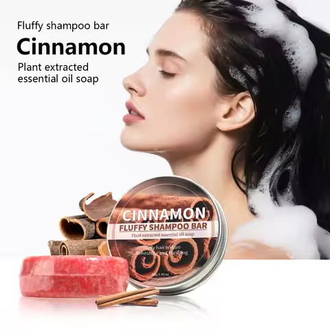 Cinnamon Essential Oil Shampoo Bar, Natural Plant Spice Extract Essence, Deep Cleaning Hair Care Sha