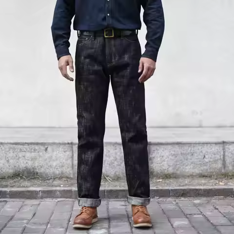 Sauce Zhan Mens Jeans Sanforized Selvedge Denim Jeans Limited EditionDouble-sided Dyeing 66 Fit 20 O