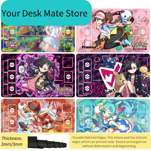 Diy PTCG Pokemon Ash & Pikachu TCG Playmat Anti-Slip Trading Card Game Mat