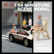 1: 64 Sitting Girl Pink Shorts Miniature Doll 1/64 Scene Character Props Resin Hand-Colored Cute