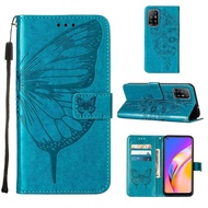 Casing for OPPO A94 4G A94 5G A95 5G F19 Pro F19 Pro+ 5G, Embossed Painted Butterfly Leather Case Wi