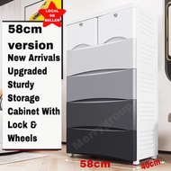 New Arrivals Upgraded Quality Hard Solid Sturdy 58cm storage polypropylene (PP) Plastic Furniture cabinet drawer box 4/5/6/7 tiers lock wheels space saver mutilayer container