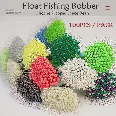 100Pcs SS/S/M/L/LL Anti-wrapped Beans Float Fishing Bobber Silicone Stopper Space Bean Connector Fis