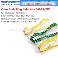 [50pcs] 0410 1/2W Color Code Ring Inductors 1uH 2.2uH 4.7uH 6.8uH 10uH 22uH 47uH 68uH 100uH 220uH 33