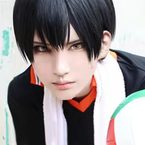 Haikyuu!! Short Black Tobio Kageyama High School Volleyball Club Kageyama Tobio Heat Resistant Hair 