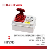 เต้ารับเพาเวอร์ปลั๊กพร้อมสวิทช์อินเตอร์ล็อก 400V 3P+N+E IP44 DAKO 16A และ 32A HTPZ-315